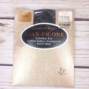 Vintage Evan Picone Black Shimmer of Pearl Panty Hose Size Long.